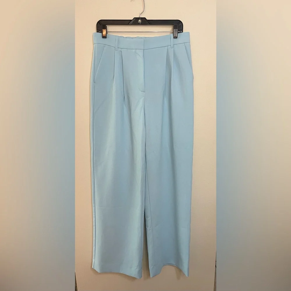 Abercrombie & Fitch Wide Leg Trousers in Bright Blue